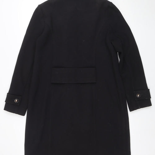 Oasis Womens Black Mid-Length Pea Coat Size M Regular Fit