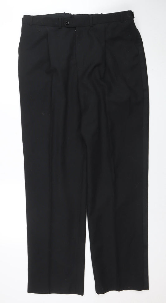 Armando Men's Black 38in Regular Fit Wool Blend Dress Pants