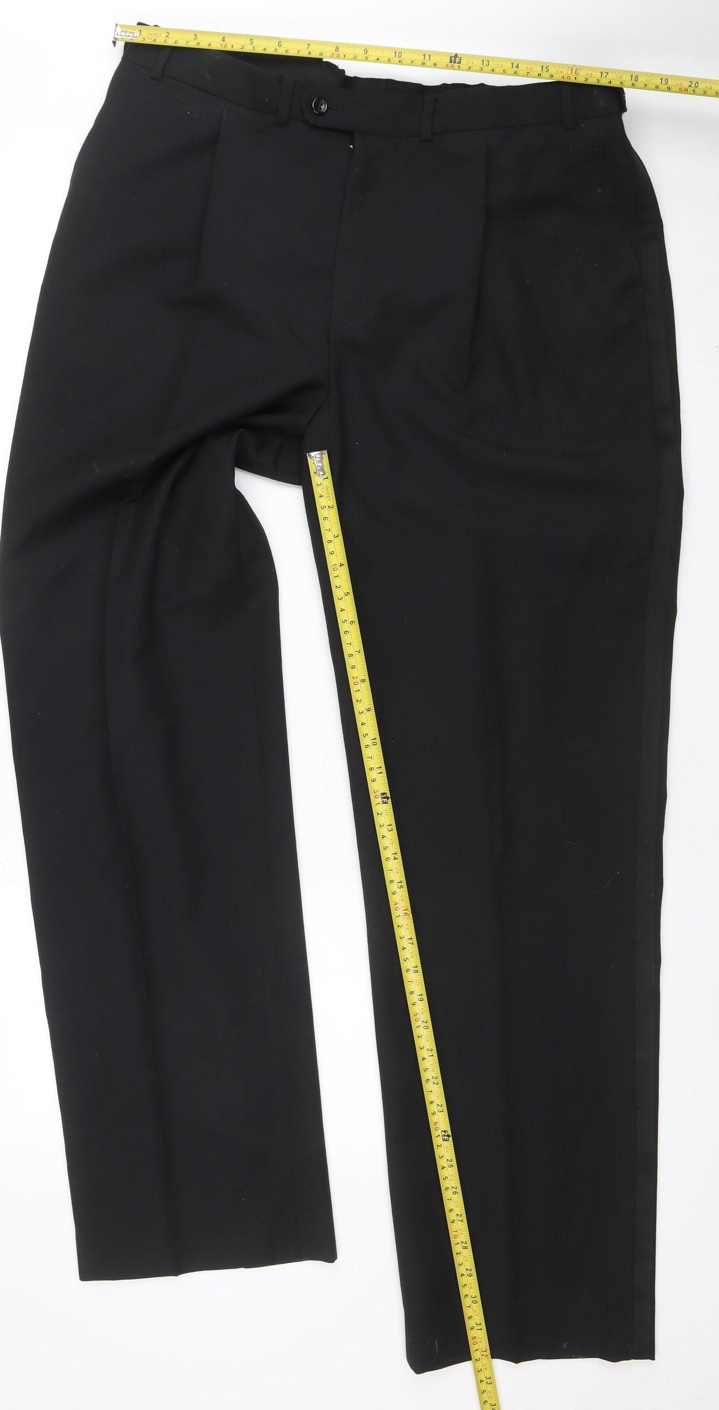 Armando Men's Black 38in Regular Fit Wool Blend Dress Pants