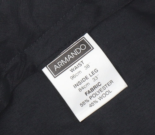 Armando Men's Black 38in Regular Fit Wool Blend Dress Pants