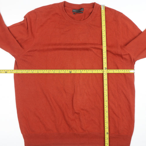 Marks and Spencer Men's Brown L Cotton Crew Neck Jumper
