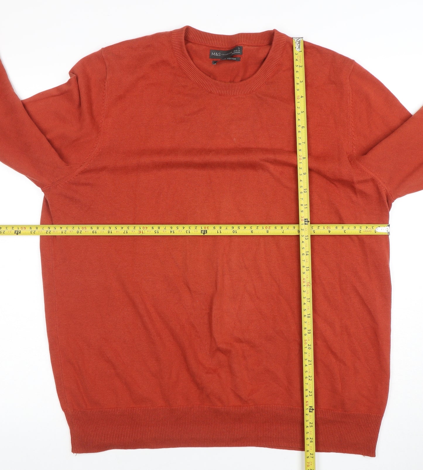 Marks and Spencer Men's Brown L Cotton Crew Neck Jumper