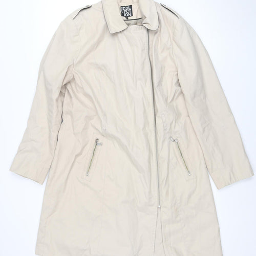 Debenhams Women Beige Mid-Length Zip Coat Size 16 Collection Line