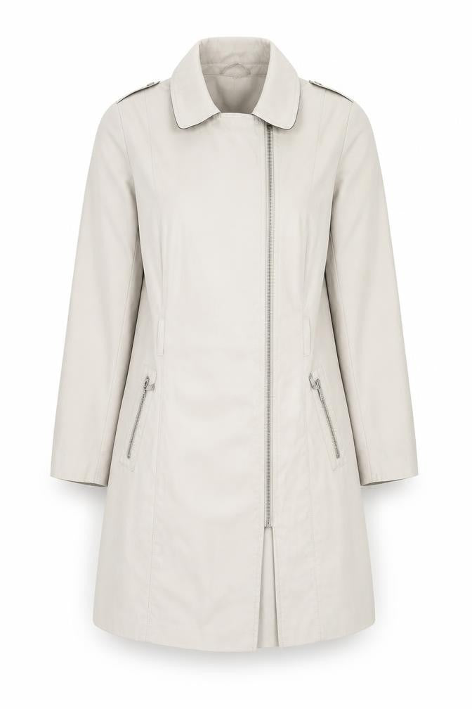 Debenhams Women Beige Mid-Length Zip Coat Size 16 Collection Line