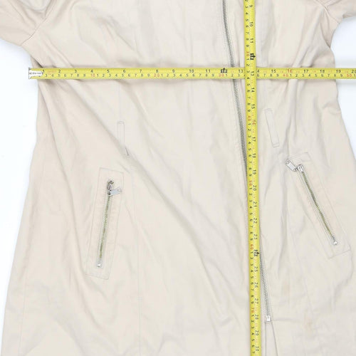 Debenhams Women Beige Mid-Length Zip Coat Size 16 Collection Line
