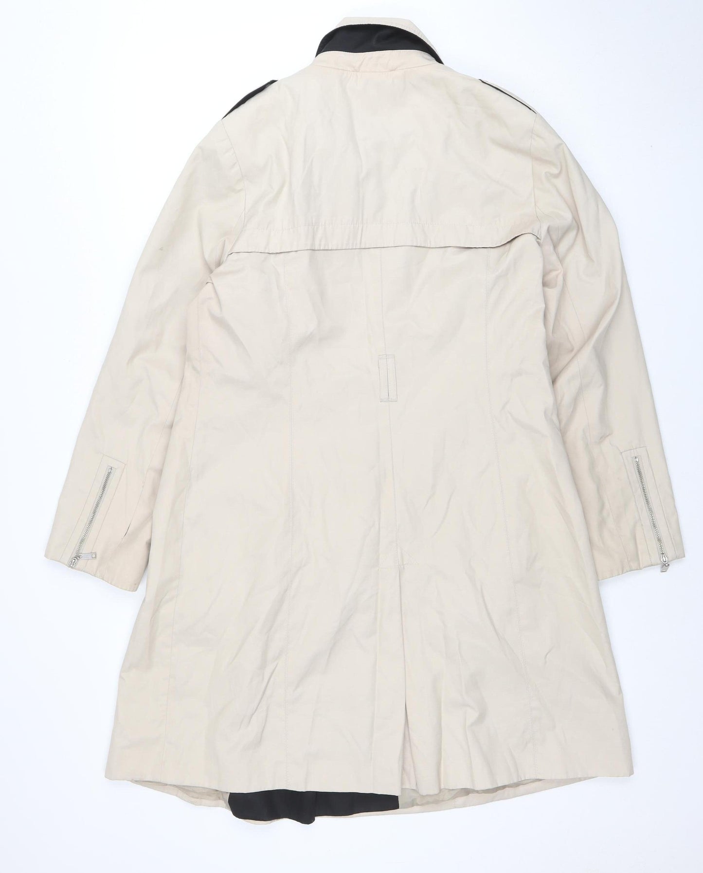 Debenhams Women Beige Mid-Length Zip Coat Size 16 Collection Line