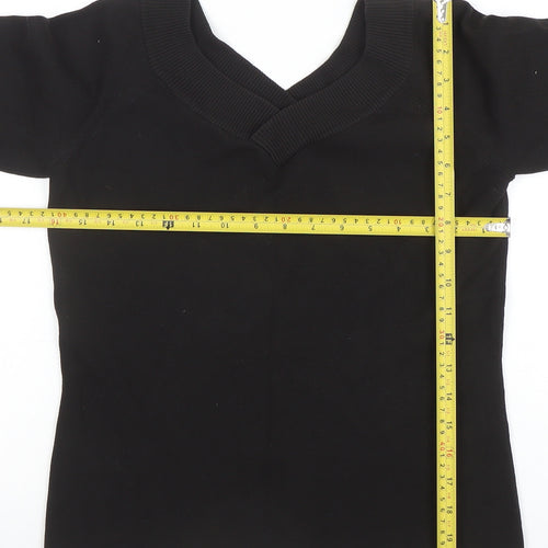 Ann Taylor LOFT Womens Black V-Neck Knit Pullover Jumper Medium