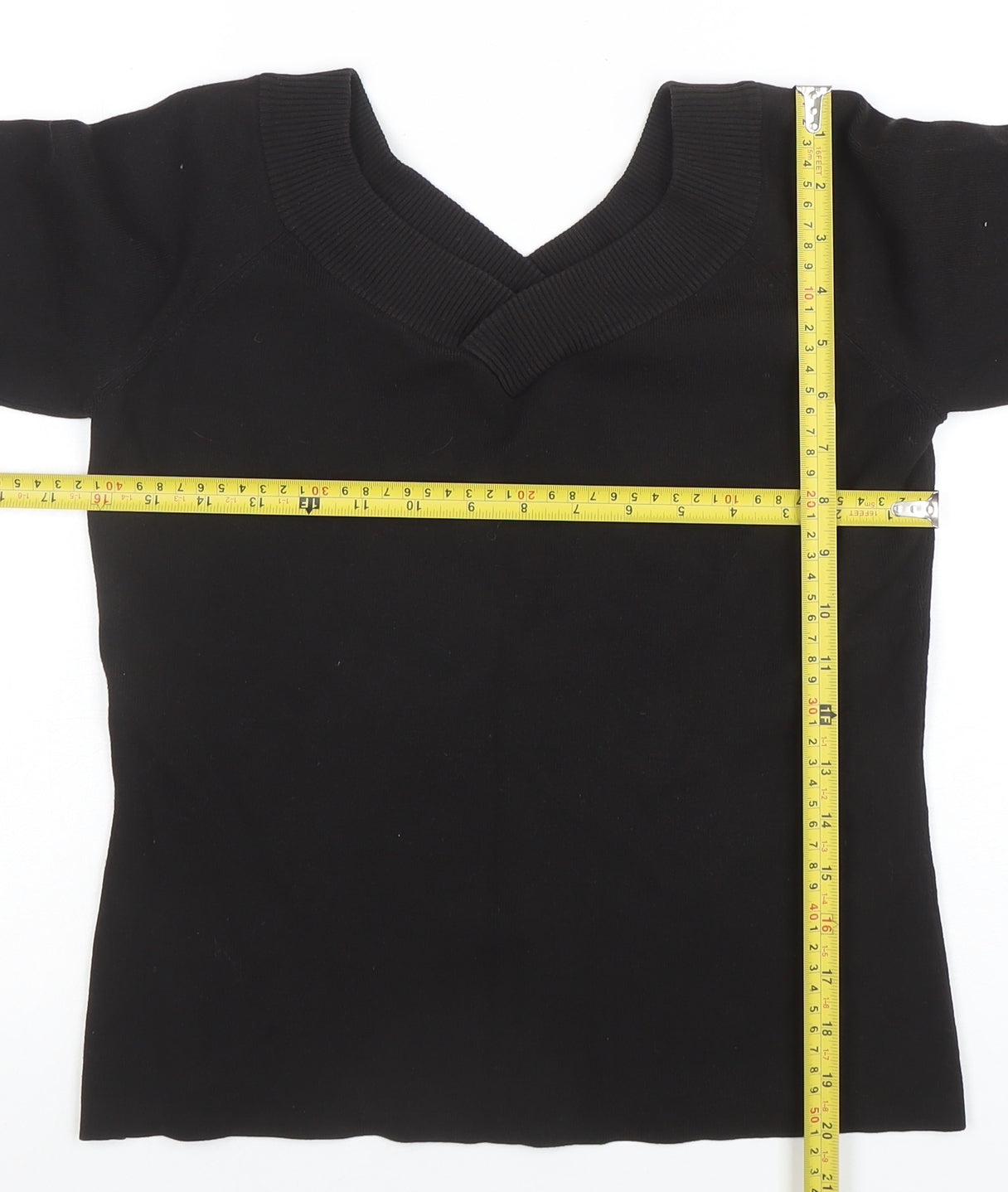 Ann Taylor LOFT Womens Black V-Neck Knit Pullover Jumper Medium