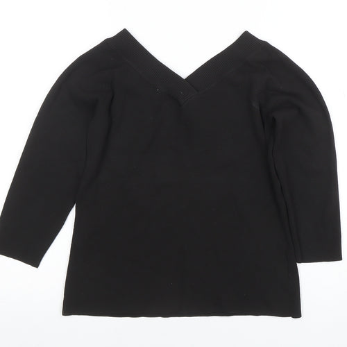Ann Taylor LOFT Womens Black V-Neck Knit Pullover Jumper Medium