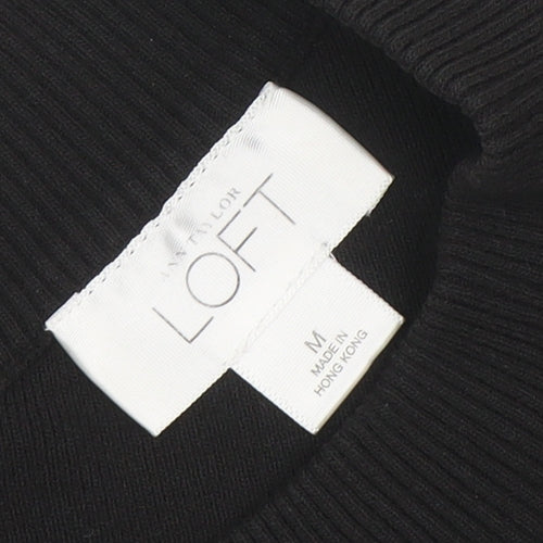 Ann Taylor LOFT Womens Black V-Neck Knit Pullover Jumper Medium