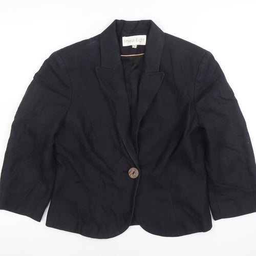 Phase Eight Women's Black Linen Blend One Button Blazer Size 12