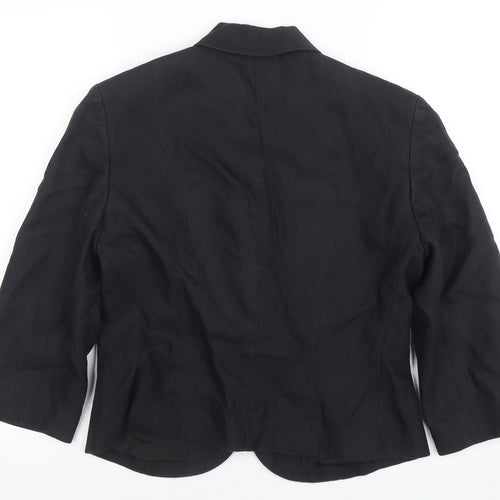 Phase Eight Women's Black Linen Blend One Button Blazer Size 12