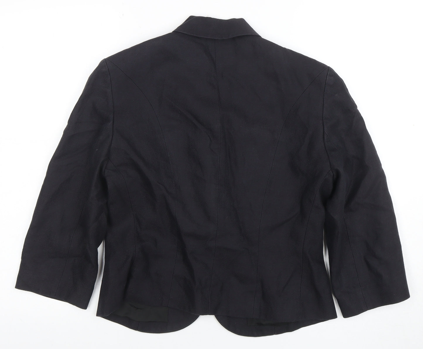 Phase Eight Women's Black Linen Blend One Button Blazer Size 12