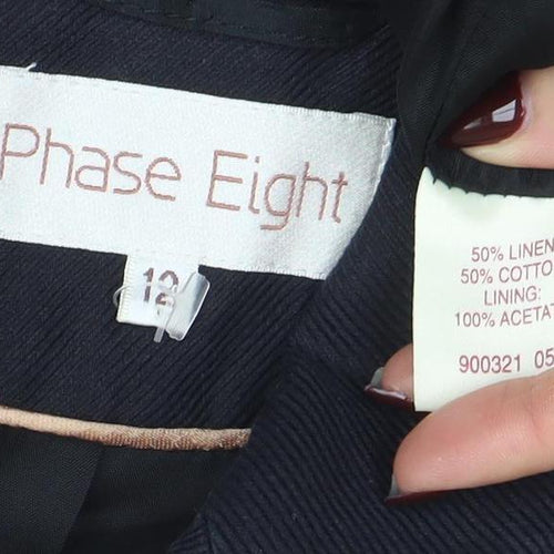 Phase Eight Women's Black Linen Blend One Button Blazer Size 12
