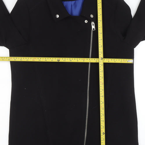 F&F Women’s Black Biker Zip Jacket Size 14 Polyester Blend