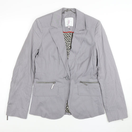Jasper Conran Women Grey Pinstripe Tailored Blazer Size 10