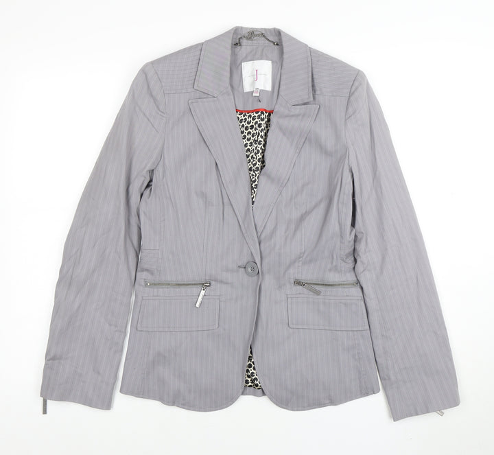Jasper Conran Women Grey Pinstripe Tailored Blazer Size 10