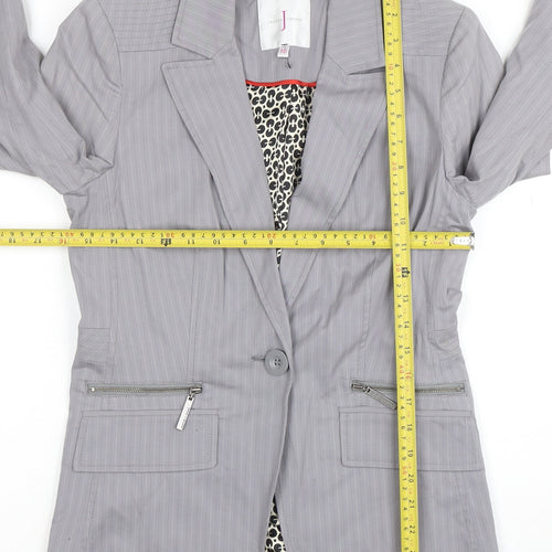Jasper Conran Women Grey Pinstripe Tailored Blazer Size 10