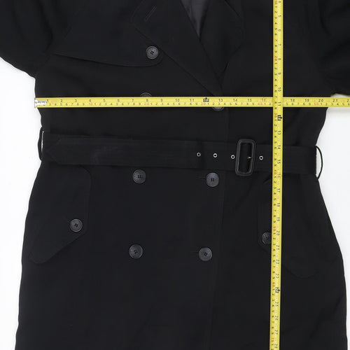 Gianfranco Corneli Women's Black Size 12 Belted Trench Coat