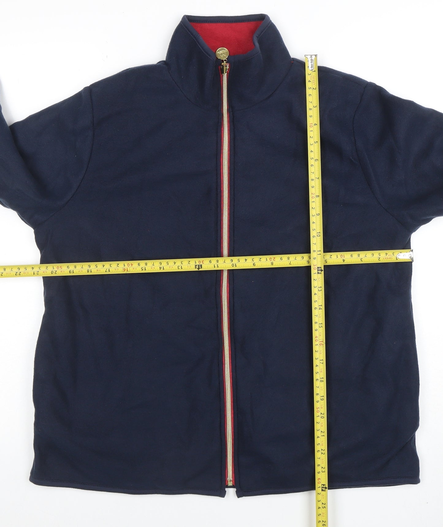 Danar Womens Navy Blue Reversible Fleece Jacket M Full Zip Casual