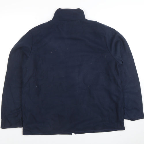 Danar Womens Navy Blue Reversible Fleece Jacket M Full Zip Casual