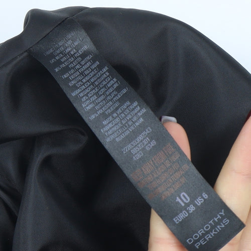 Dorothy Perkins Women's Black Faux Fur Trim Wool Blend Mid-Length Coat Size 10