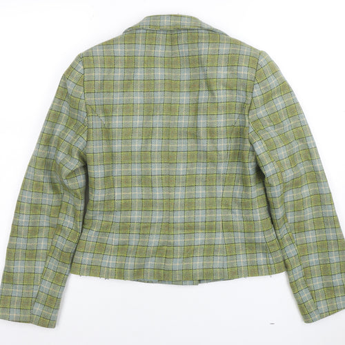 Dorothy Perkins Women's Green Check Wool Blend Blazer Size 10