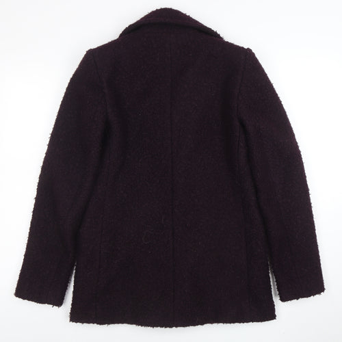 Principles Women’s Purple Wool Blend Pea Coat Size 8 Buttoned Mid-Length