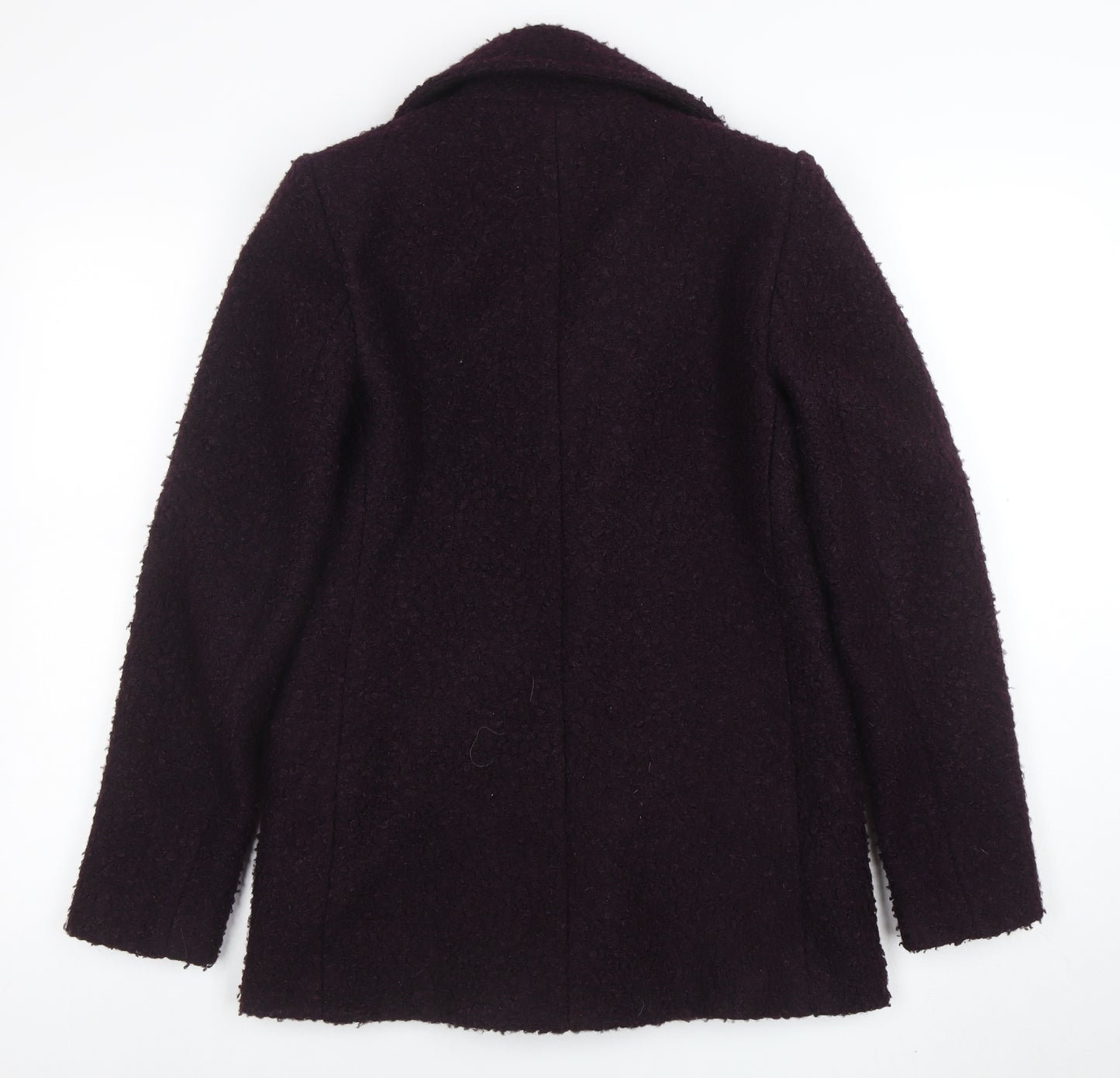 Principles Women’s Purple Wool Blend Pea Coat Size 8 Buttoned Mid-Length
