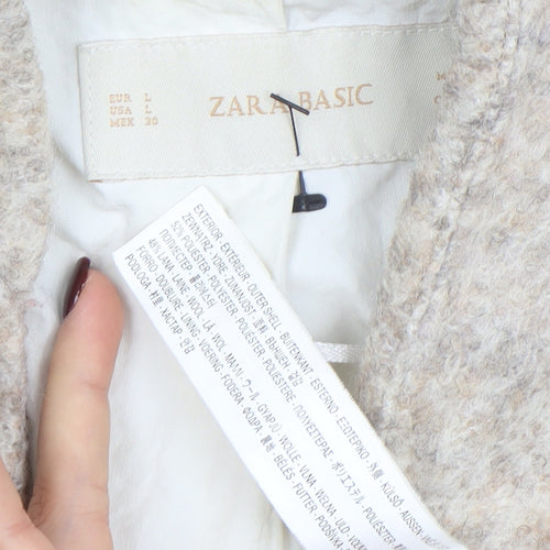 Zara Basic Women’s Beige Wool Blend Long Overcoat Size L
