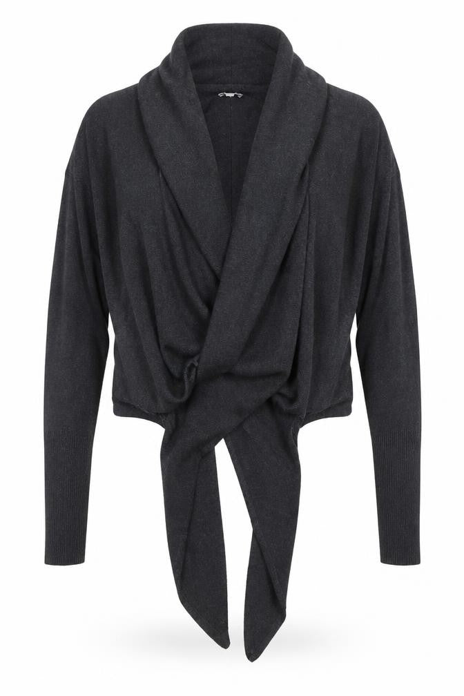 Hybe Women’s Black Wool Blend Wrap Jumper XS Long Sleeve