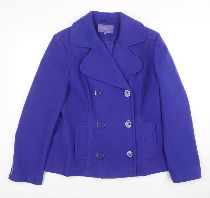 Autonomy Women’s Blue Pea Coat Size 14 Buttoned Short Jacket