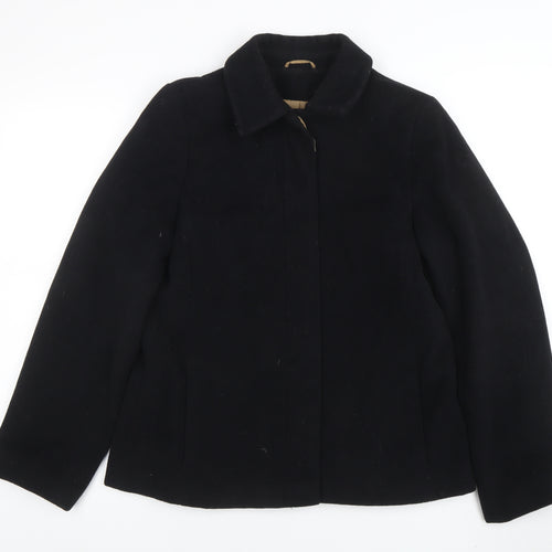 NL Collection Women's Black Wool Blend Mid-Length Overcoat Size 14