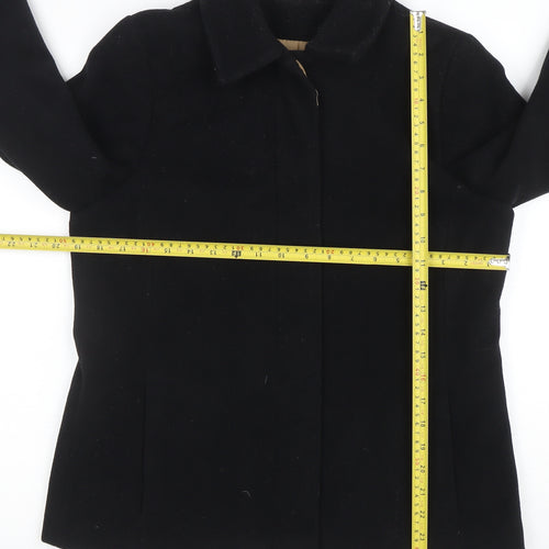 NL Collection Women's Black Wool Blend Mid-Length Overcoat Size 14
