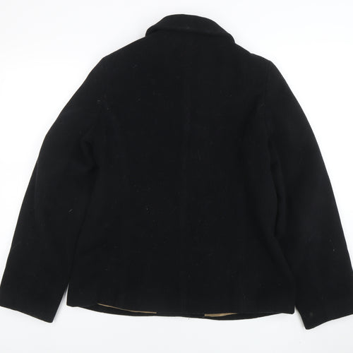 NL Collection Women's Black Wool Blend Mid-Length Overcoat Size 14