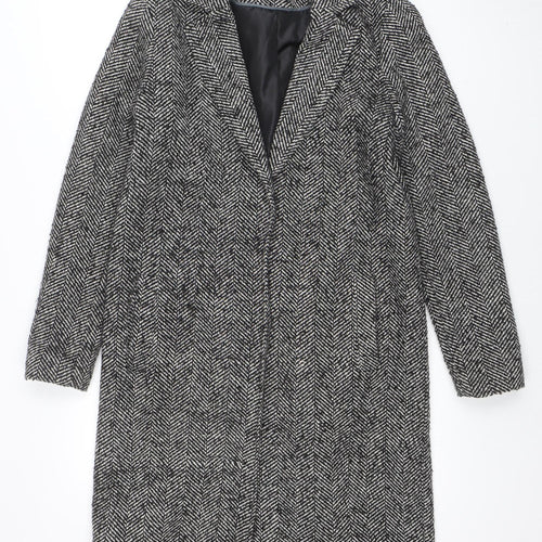 Papaya Womens Grey Herringbone Tweed Coat Size 10 Overcoat