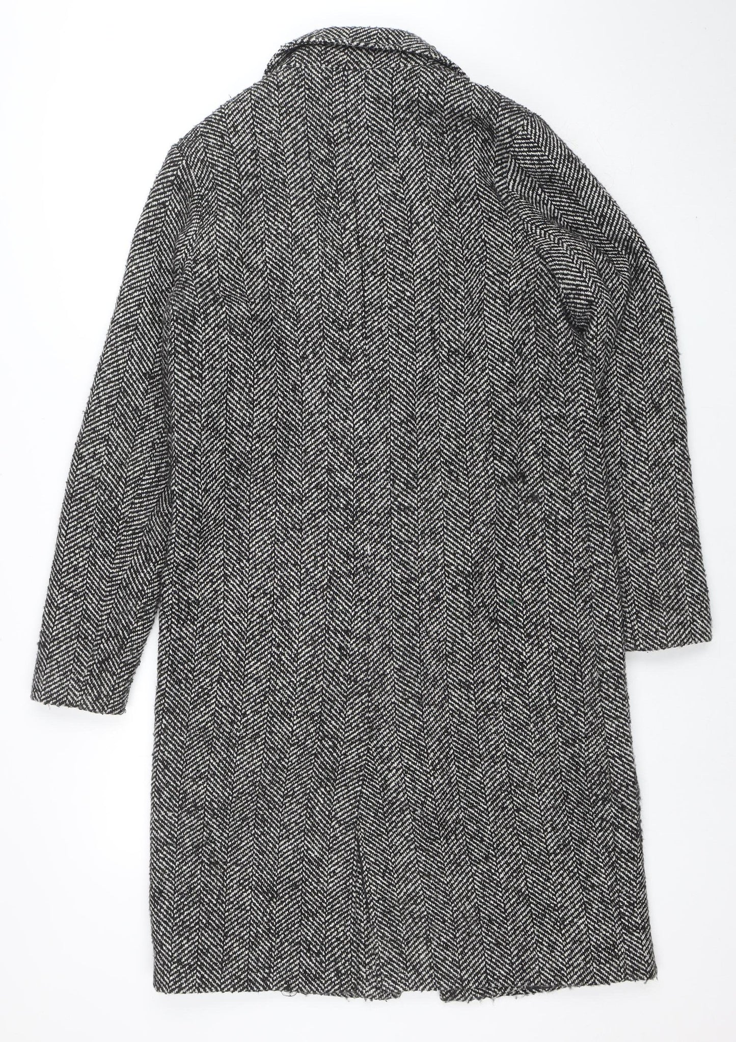 Papaya Womens Grey Herringbone Tweed Coat Size 10 Overcoat