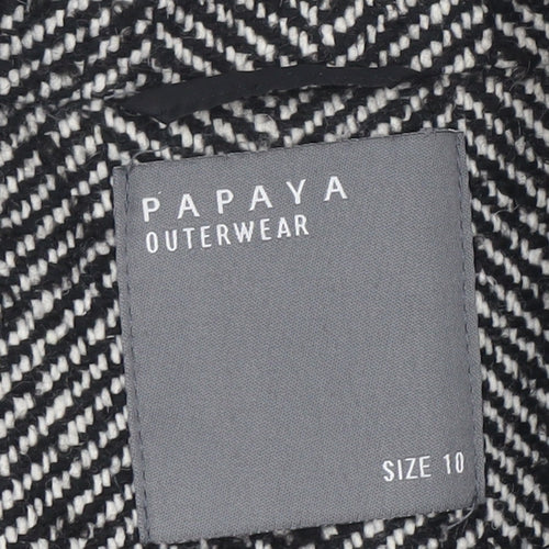 Papaya Womens Grey Herringbone Tweed Coat Size 10 Overcoat
