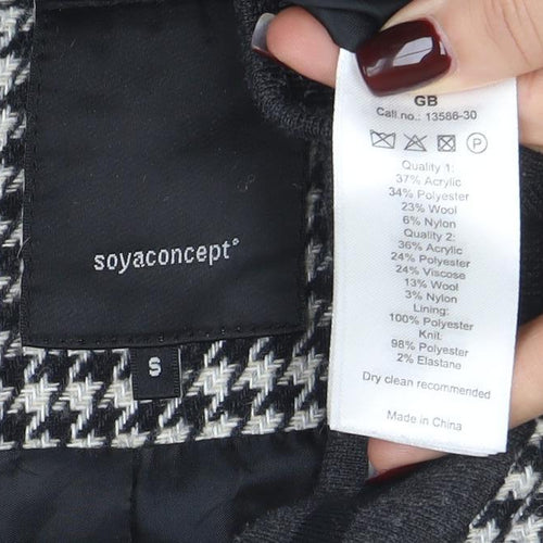 Soyaconcept Men Black & White Houndstooth Wool Blend Bomber Jacket S