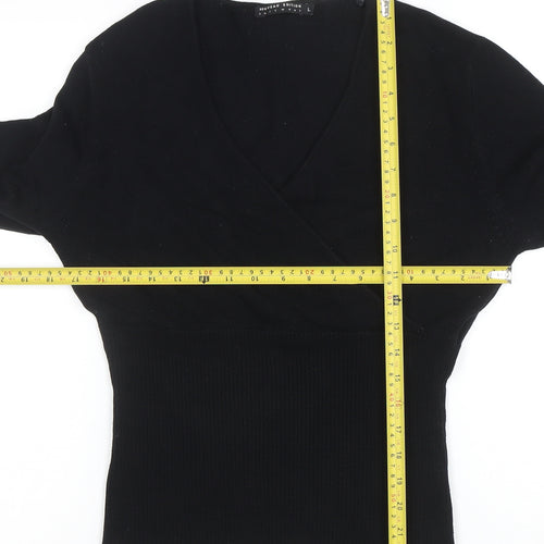 Nouveau Edition Women's Black V-Neck Slim Knit Jumper Size L
