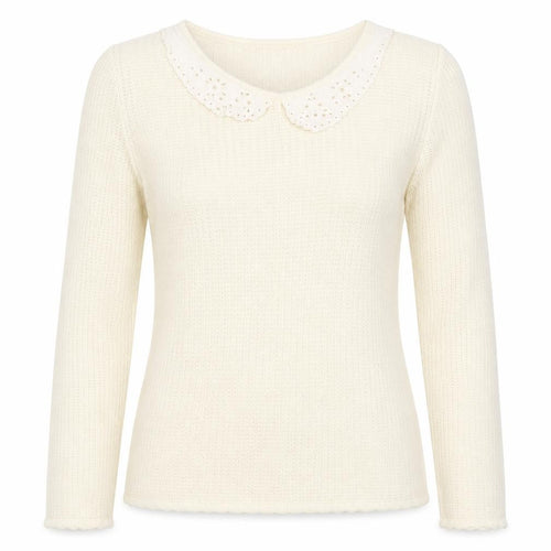 River Island Women’s Ivory Collared Knit Jumper Size S Long Sleeve