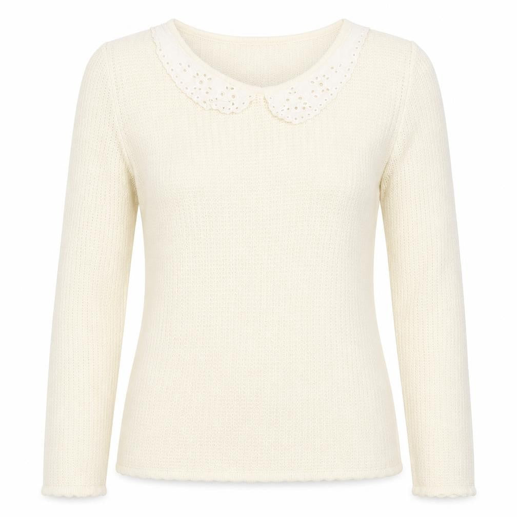 River Island Women’s Ivory Collared Knit Jumper Size S Long Sleeve