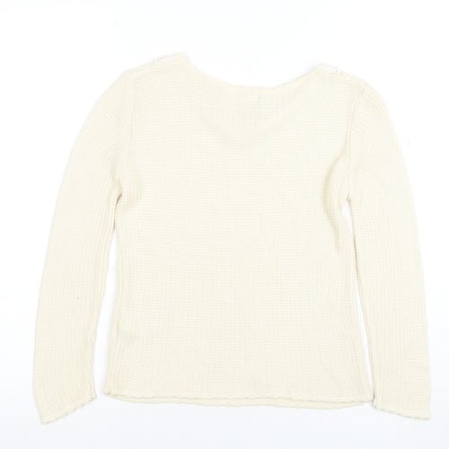 River Island Women’s Ivory Collared Knit Jumper Size S Long Sleeve