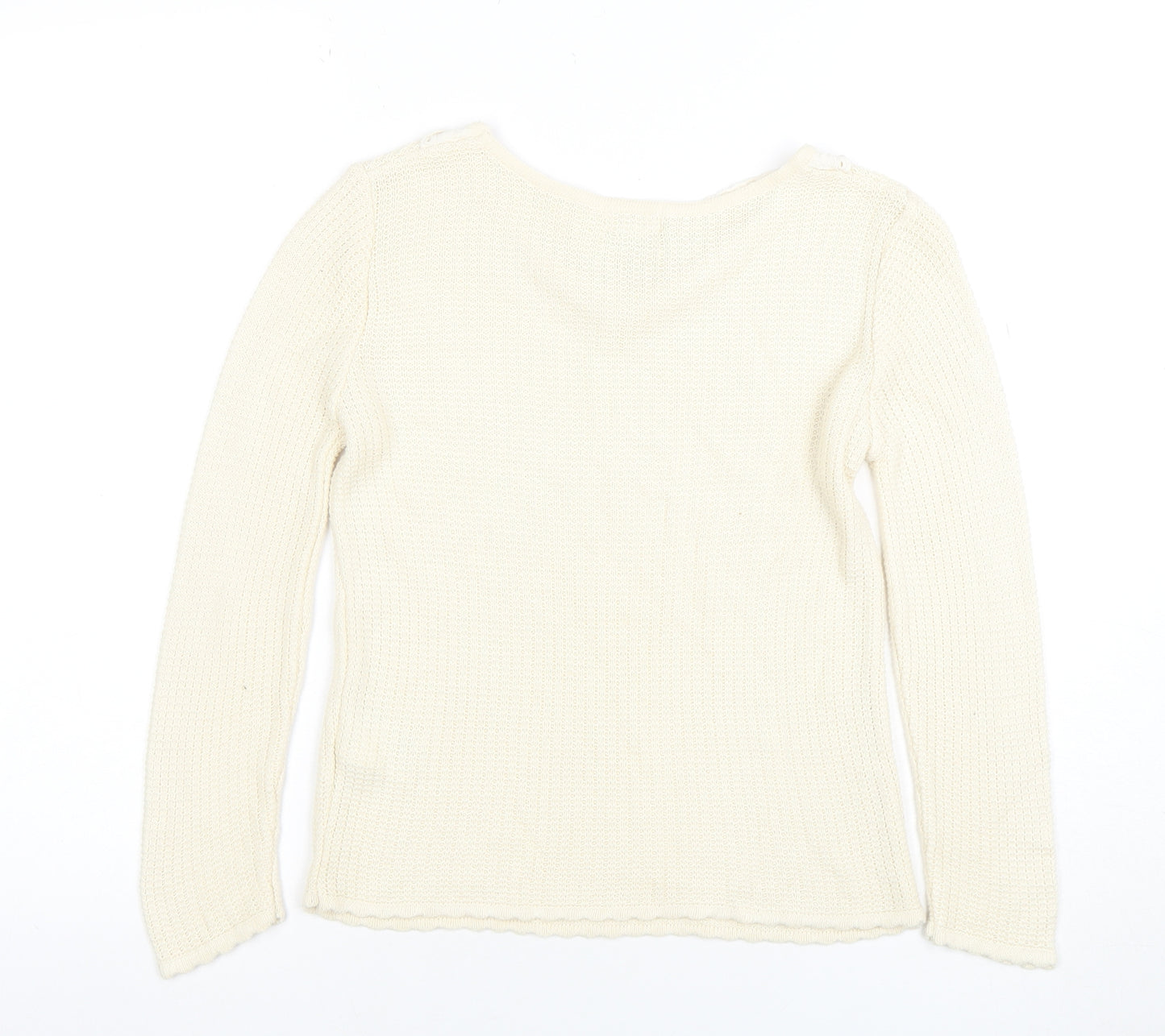 River Island Women’s Ivory Collared Knit Jumper Size S Long Sleeve