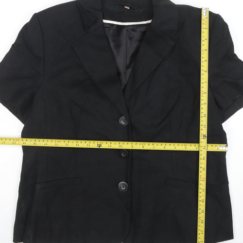 Anna Rose Collection Women's Black Linen Blend Short Sleeve Blazer Size 16