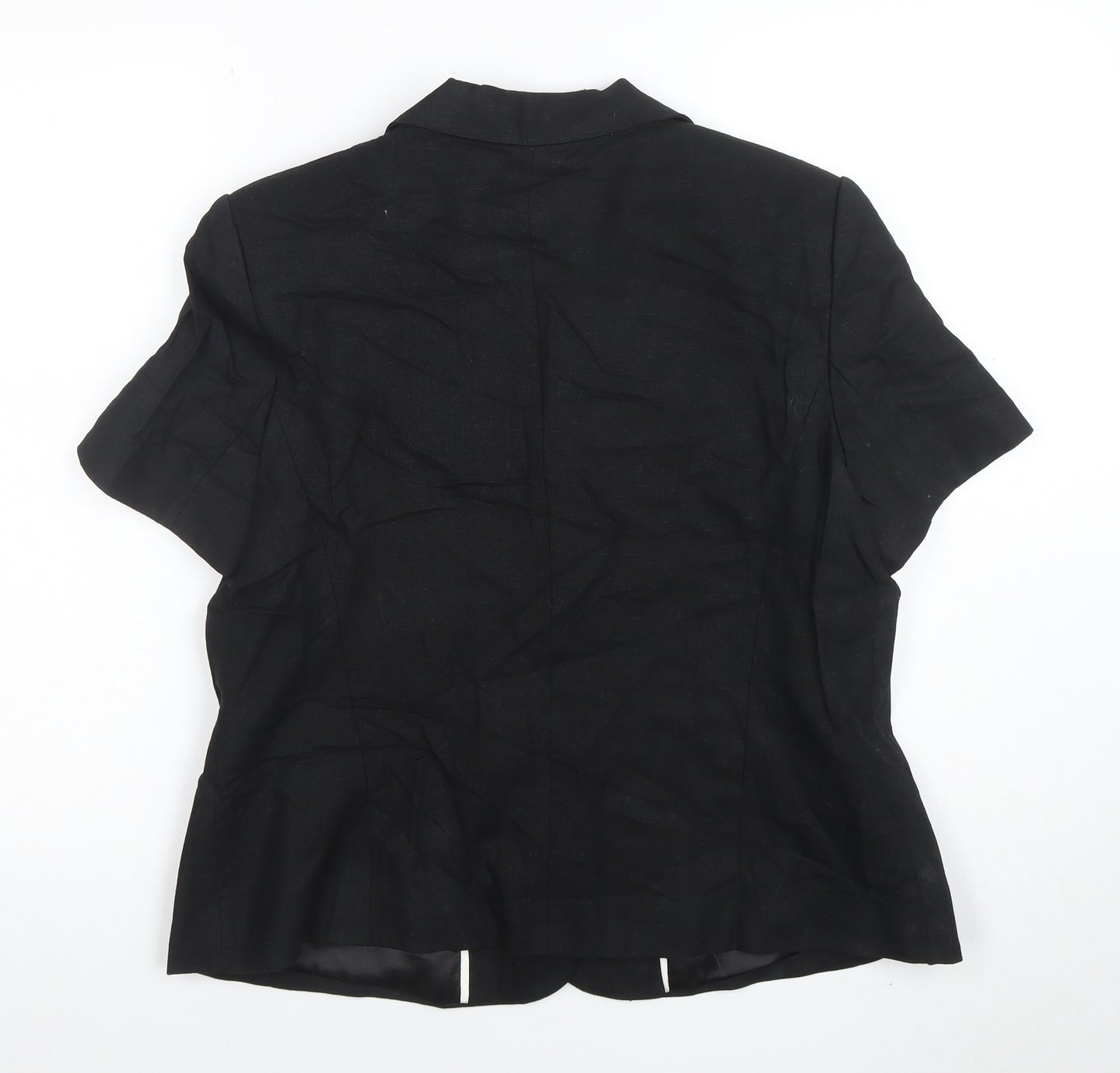 Anna Rose Collection Women's Black Linen Blend Short Sleeve Blazer Size 16