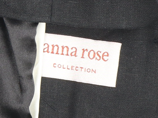Anna Rose Collection Women's Black Linen Blend Short Sleeve Blazer Size 16