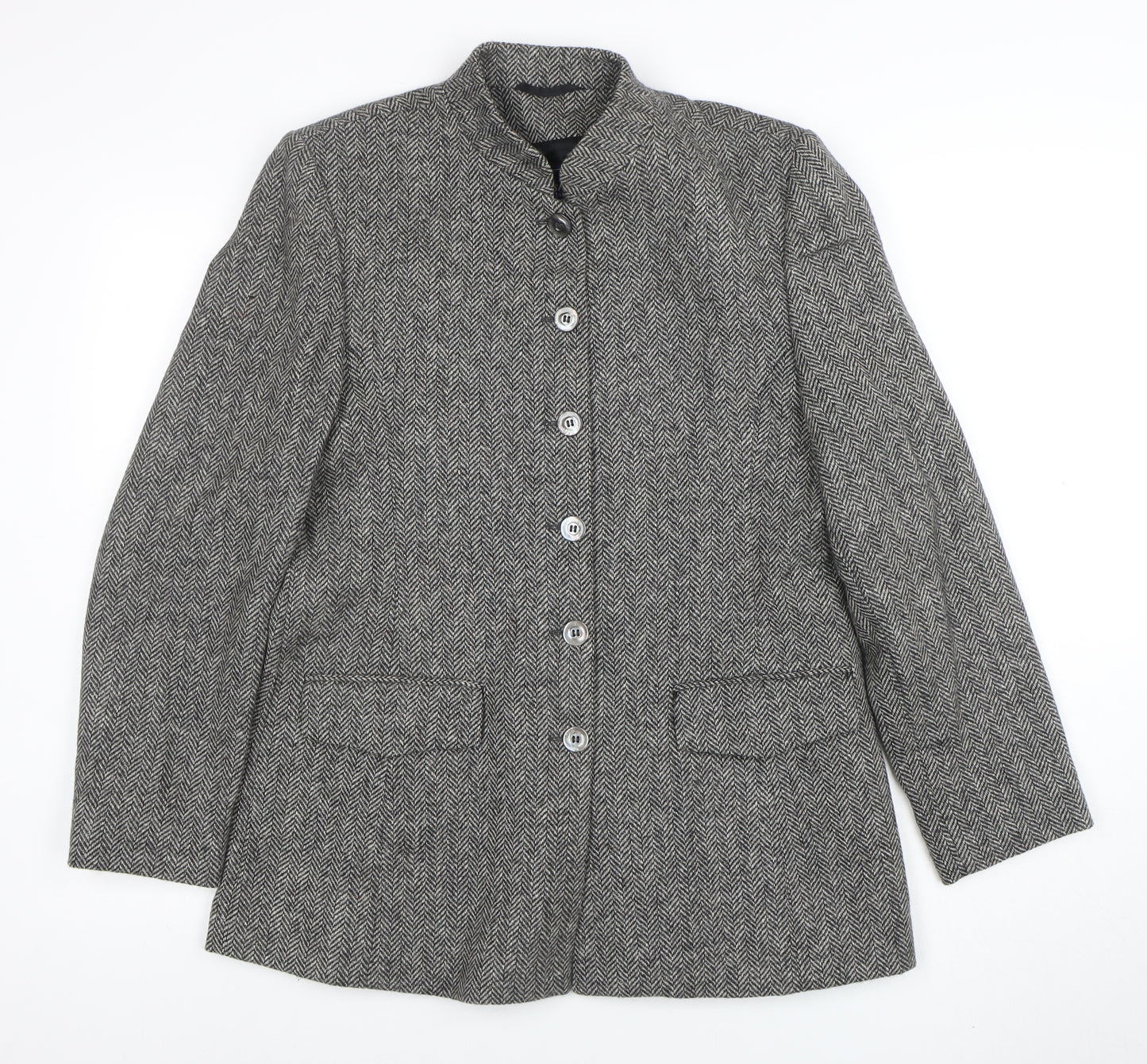 Cashmere by James Meade Women's Grey Wool Tweed Blazer Size 12
