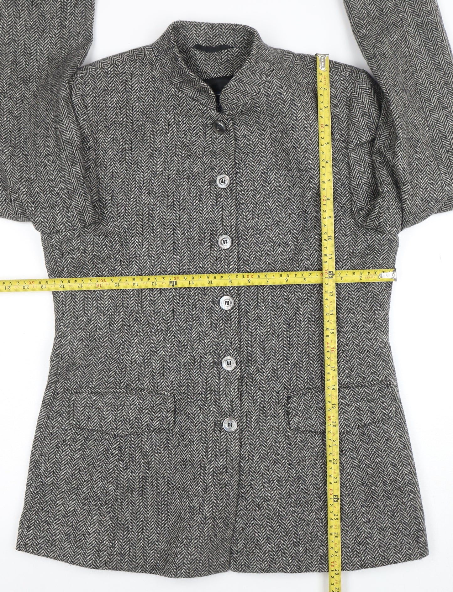 Cashmere by James Meade Women's Grey Wool Tweed Blazer Size 12