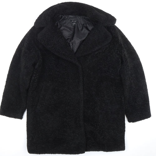 New Look Women's Black Mid-Length Fleece Coat Size 14